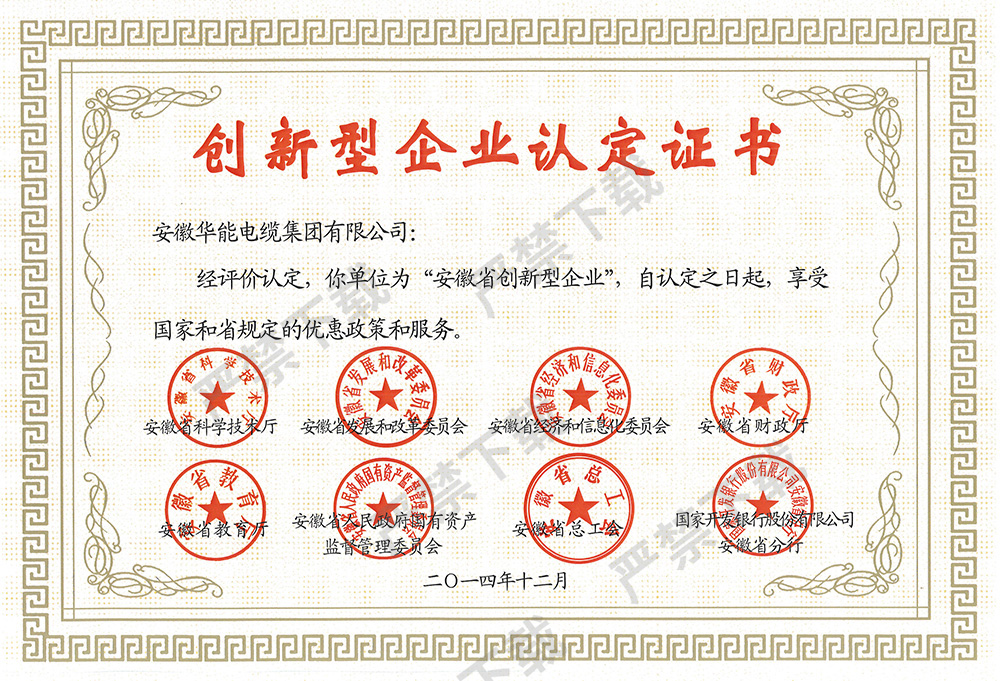 创新型企业认定证书