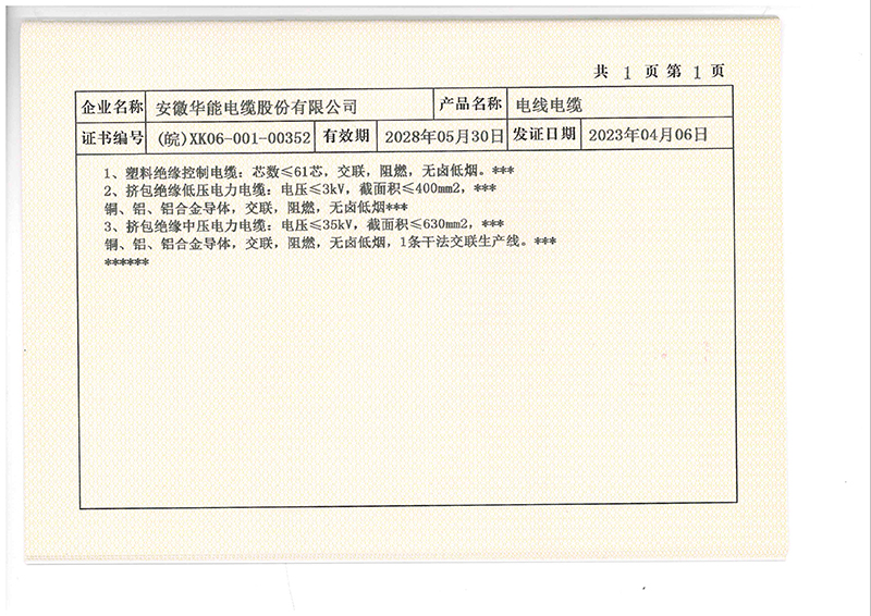 股份公司生产许可证明细